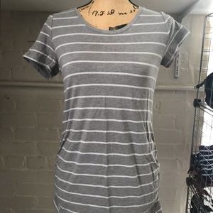 Gray Striped Maternity Shirt